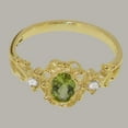 thumbnail image 6 of LBG British Made 14k Yellow Gold Natural Peridot & Cubic Zirconia Womens Engagement Ring - 33 size options - Size 6, 6 of 8