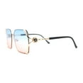thumbnail image 3 of Womens Ribbon Jewel Designer Style Rimless Oversize Rectangle Sunglasses Gold - Blue Red, 3 of 4