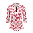 thumbnail image 2 of Uorisanigo Love Heart Women's Golf Top Comfortable Polyester Spandex Fabric Moisture Wicking Casual Tennis Activewear Fashionable Quarter Zip Workout Sports Outing Wear Size L, 2 of 7