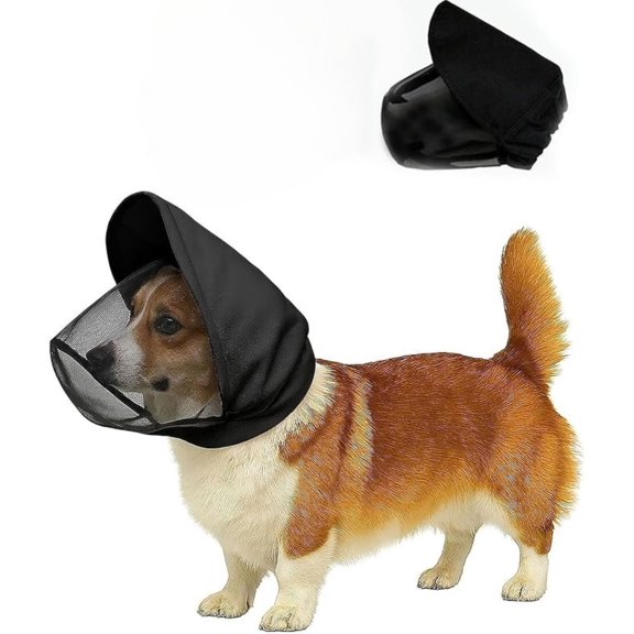 Soft Mesh Dog Head Protector, Adjustable Pet Auxiliary Mesh Muzzle for Dog Short‑Term Outdoor Hiking and Camping Activities