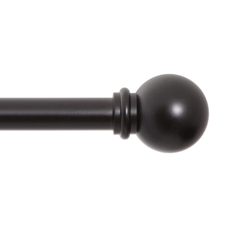 Kenney Chelsea 5/8 Matte Black Single Curtain Rod, 28-48, Black
