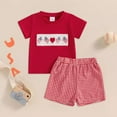 thumbnail image 2 of TOWED22 Baby Boy Girl 4th of July Outfit Toddler Fourth of July Clothes USA Shirt and Stars Shorts Setï¼Z1-Red,12-18 Mï¼, 2 of 6