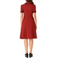 thumbnail image 3 of INSPIRE CHIC Vestido Midi Vintage para Mujeres 2024 Vestidos de Trabajo con Cuello Peter Pan XL Rojo, 3 of 5