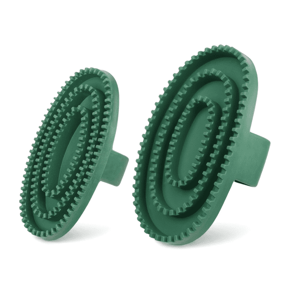 2pcs Soft Rubber Curry Comb Brush with Handle for Horses, Dogs, Cats Short Hair Medium Large Dogs Cats Rabbits(green large size)