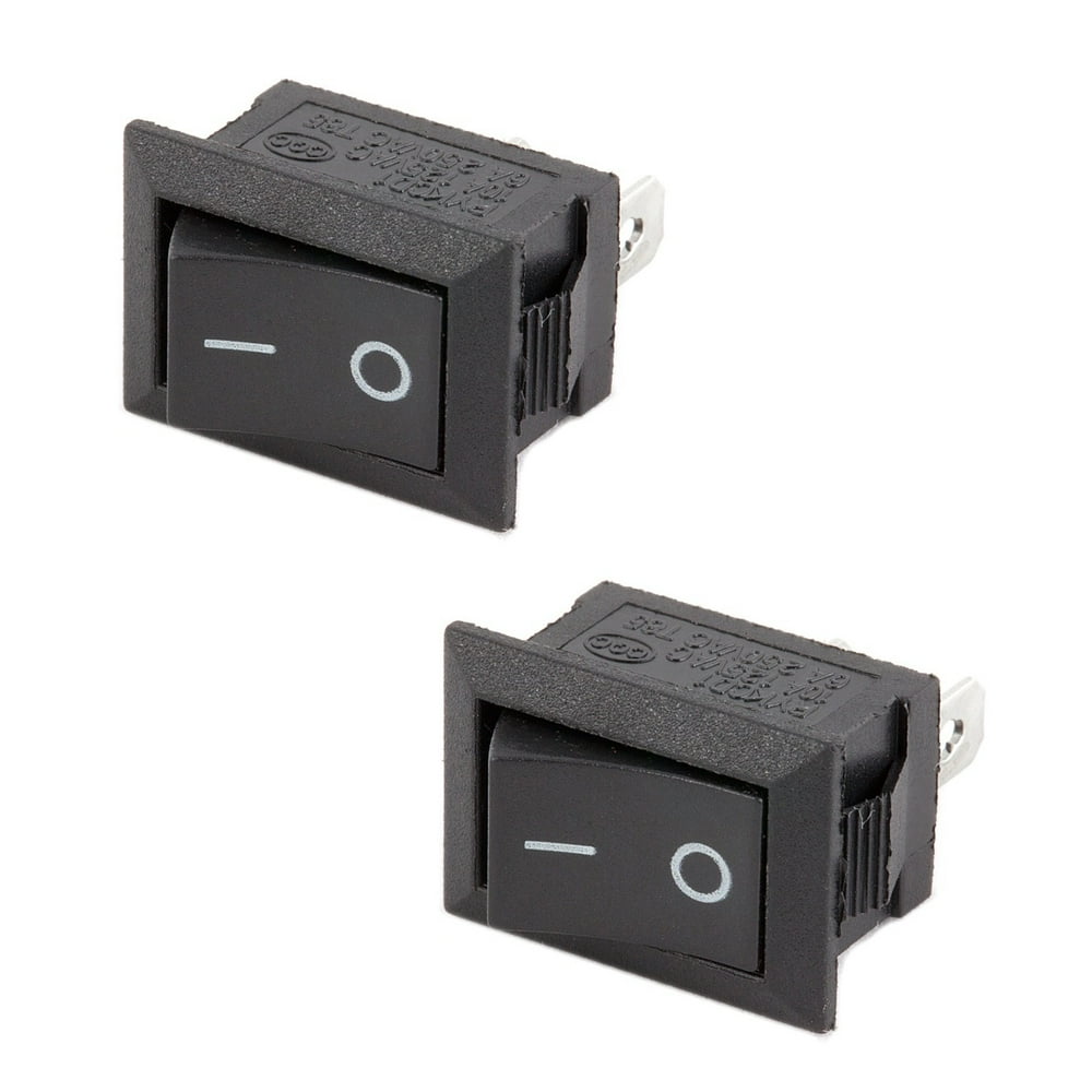 2x Small On/Off Switch Black Rocker DC 12V PushIn General All Purpose