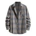 thumbnail image 2 of GaThRRgYP Mens Plaid Shirts,Fashion Men Casual Plaid Print Pocket Long Sleeves Shirt Blouse, 2 of 4