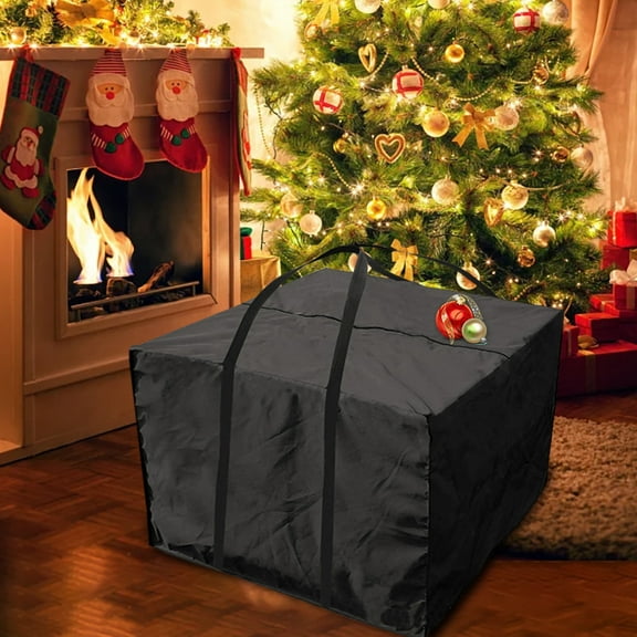 OPTUTUS Christmas Tree Storage Bag – Square Holiday Decoration Organizer, 32" x 32" x 24", Heavy-Duty Zippered Carry Tote with Handles, Dust & Moisture Resistant