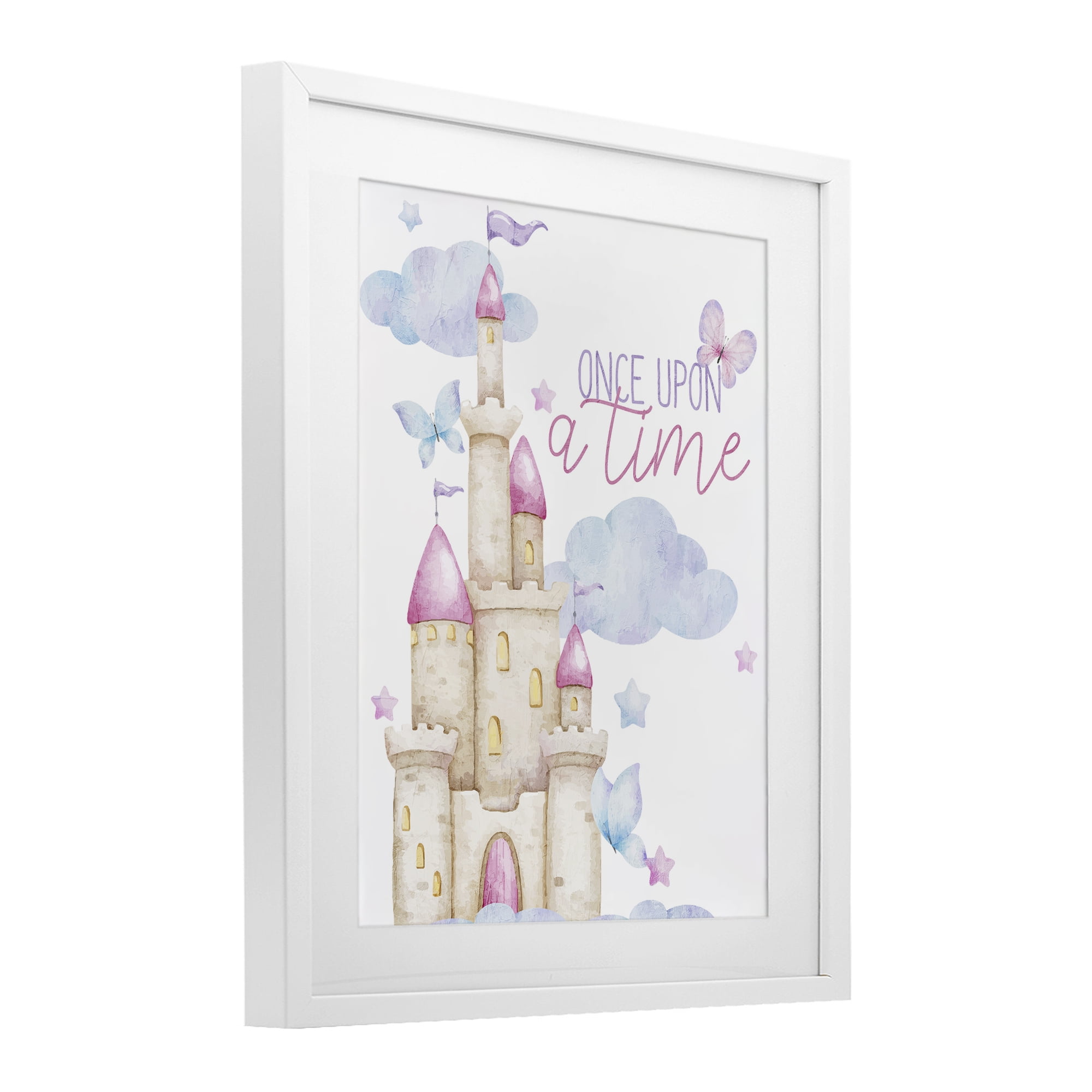 Once Upon A Time Castle White Framed Print Under Glass, design by Kim Allen