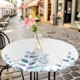thumbnail image 6 of Blue Botanical Round Tablecloth for 45-54 Inch Tables, Fitted Table Cover with Elastic Edge, Pastoral Leaf Watercolor Waterproof Outdoor Table Cloth Protector for Patio Garden Dinner Picnic, 6 of 9