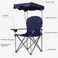 thumbnail image 6 of Camping Chair, Folding Outdoor Lawn Chair with Canopy, Carry Bag & Cup Holder, Portable Heavy Duty Camp Chair for Outside Travel, Picnic, Beach Soccer Chairs, 6 of 7