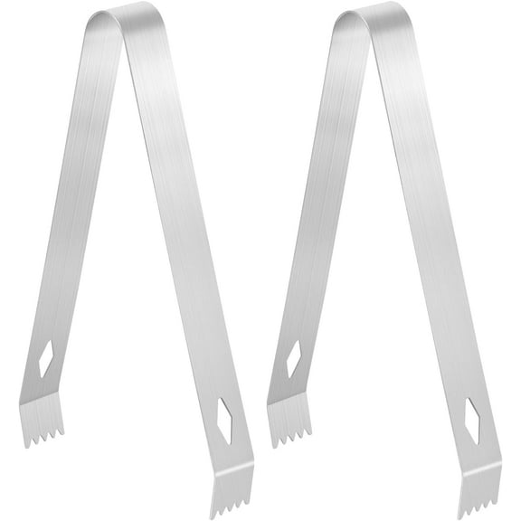 LQQBOX Ice Tongs Stainless Steel Small Tongs 6.5 inch with Sharp Teeth Silver Ice Cube Tongs for Ice Bucket Coffee Bar Salad Buffet Food Serving Bartending, 2 Pcs