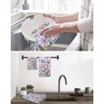 thumbnail image 5 of Pink Flowers Kitchen Dish Towels for Drying Dishes Set of 3, Spring Floral Butterfly Leaves Plants Blue Plaid Waffle Weave Microfiber Hand Tea Bathroom Towels Quick Dry & Absorbent Towel 12x12, 5 of 7