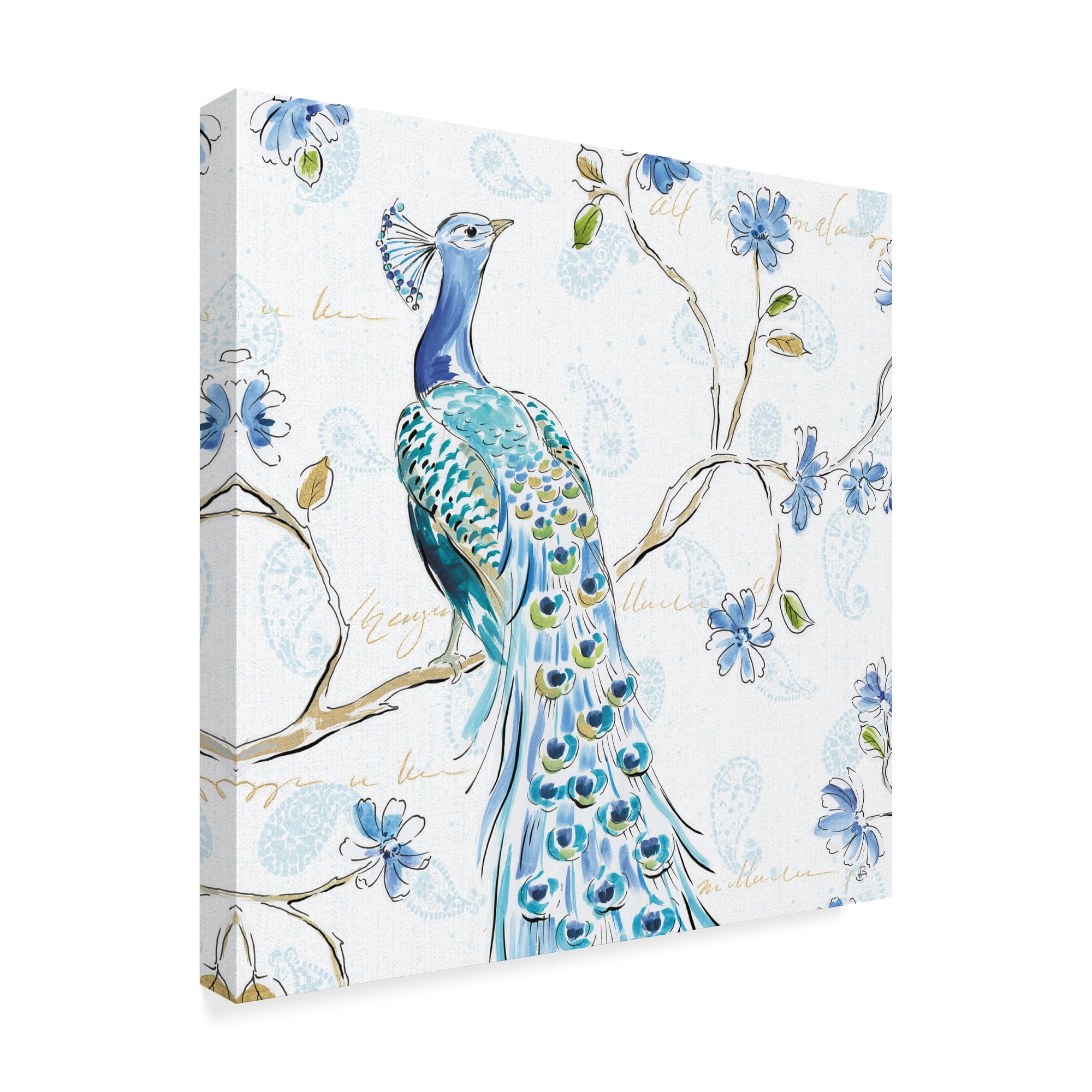 Trademark Fine Art 'Peacock Allegory III White' Canvas Art by Daphne Brissonnet
