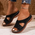 thumbnail image 4 of LOVZFMLL Women's Sandals Yoga Mat Slides Slip On Thick Sole Comfortable Walking Slippers with Arch Support Summer Casual Footwear Black 7, 4 of 9