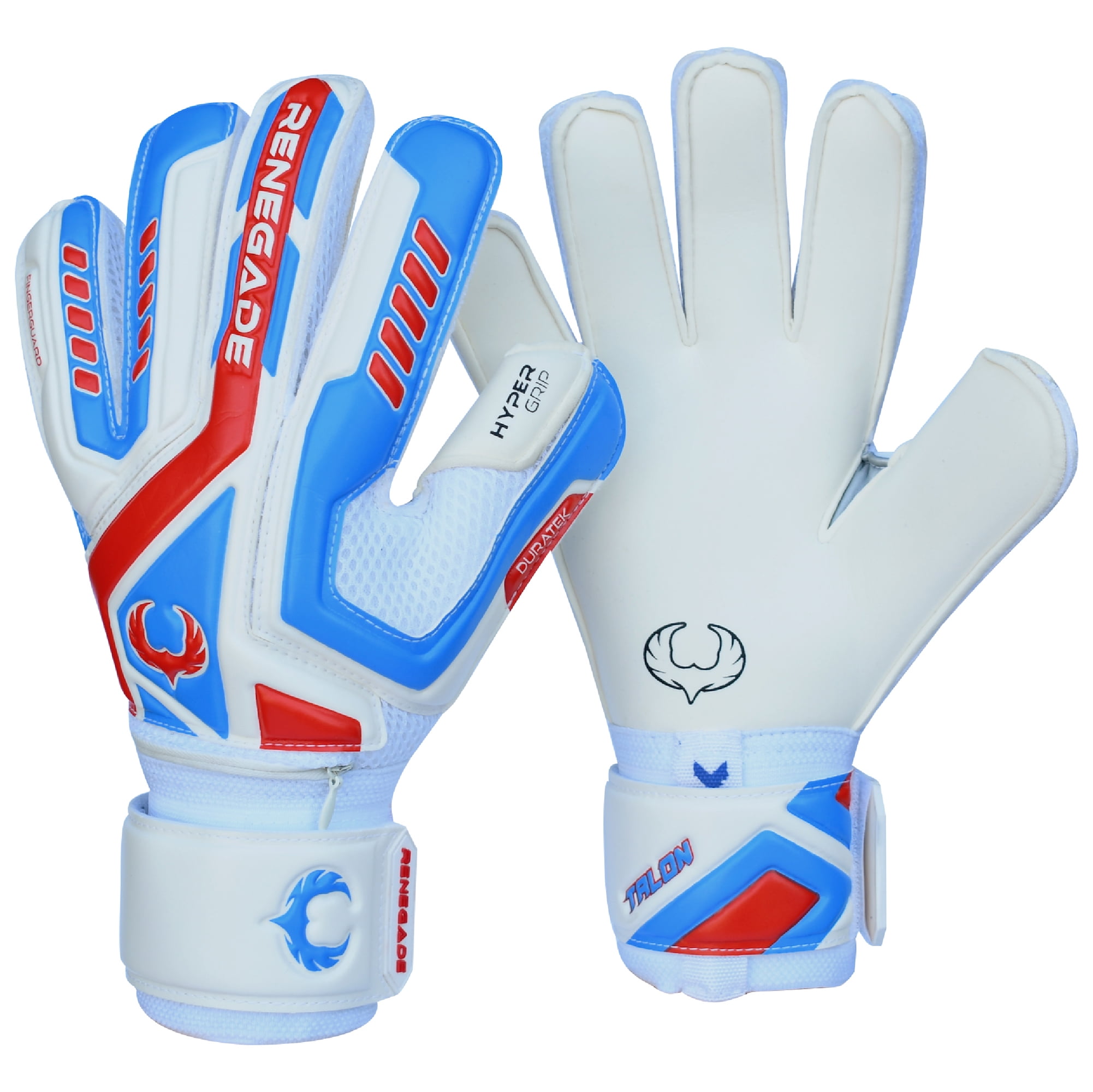 Blue Youth & Adult Goalie Goalkeeper Gloves with Strong Grip and Thick Latex Anti-Slip Protection Finger to Prevent Injury for All Ages/Levels Excellent Protection（Size 5-11）