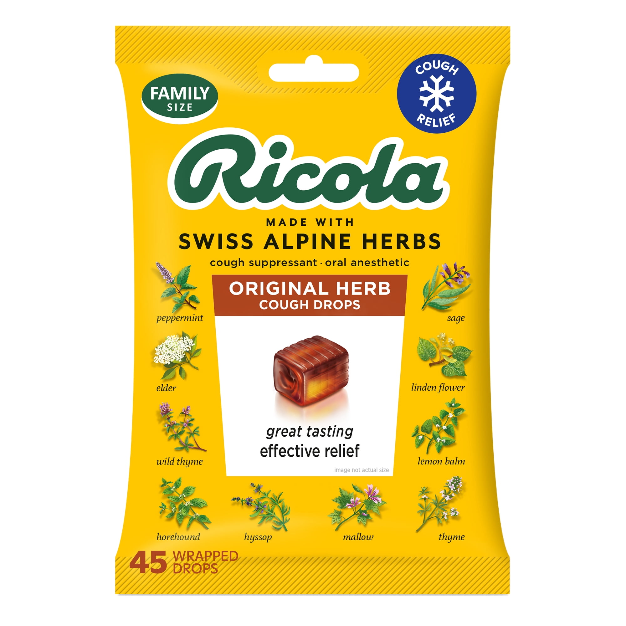 Ricola Original Herb Soothing Cough Drops for Sore Throat and Cough Relief, Value Pack, 45 Count