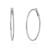 Fiaya Women Dainty Large Hoop Earrings, Round Circle Lightweight Huggie Gift for Women, Fashion Minimalist Stud for Sister Bff Birthday (Silver-3.15 in)