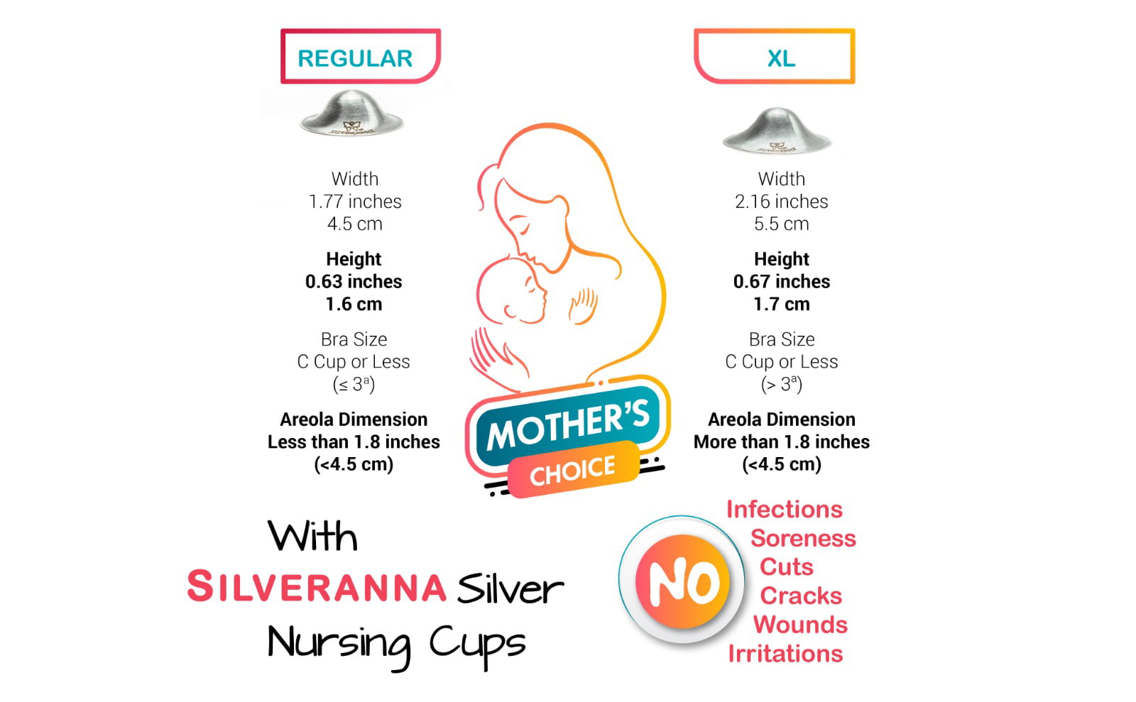 The Original Silver Nursing Cups - Nipple Shields for Nursing Newborn -  Newborn Essentials Must Haves - Nipple Covers Breastfeeding- Silvermom-X  Large