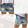 thumbnail image 2 of Pantalones cortos de mezclilla para mujer Pantalones cortos casuales Pantalones cortos de jeans rasgados de cintura alta (M) Ehuebsd Para estrenar, 2 of 7