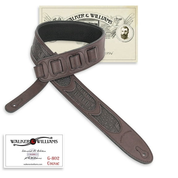 Walker & Williams G-802 Soft Cognac Leather Strap with Gator Inserts & Padded Back
