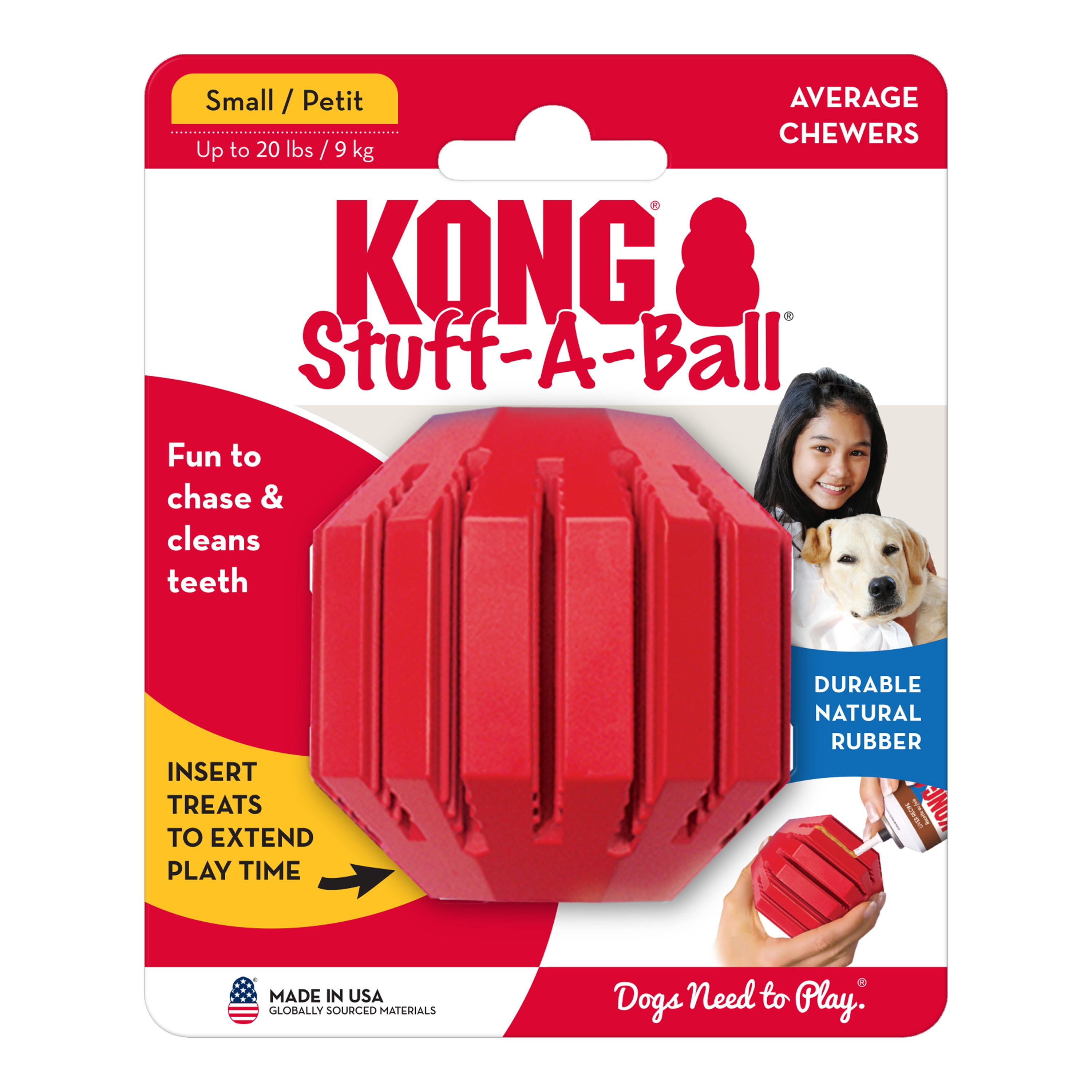 KONG® Stuff-a-Ball Classic Rubber Dog Toy, Ball, Small
