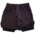 thumbnail image 1 of Pantalones cortos de doble capa para hombre, 2 en 1, malla forrada con cordón, diseño de cintura elástica, transpirable, secado rápido, Fitness, trotar, 1 of 5