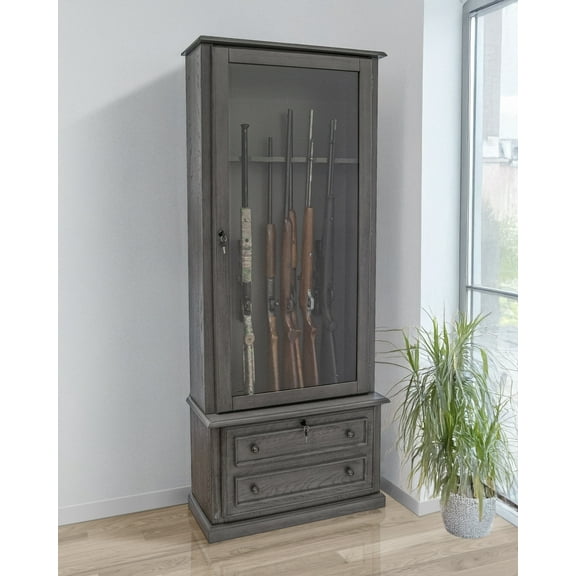 American Furniture Classics Model 860 Classic 12 Gun Cabinet Grey