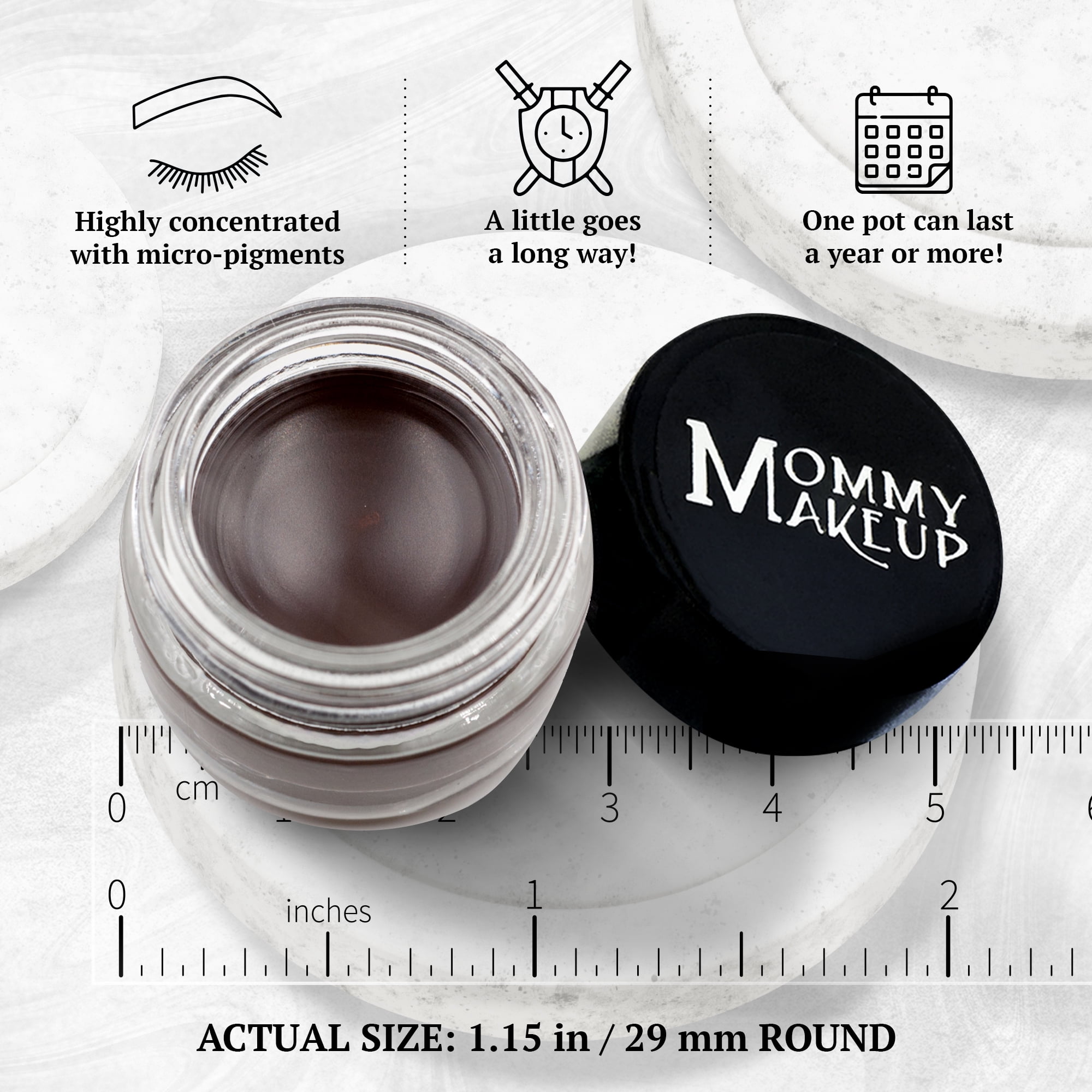 Waterproof Gel Eyeliner Pot in Chocolate Kiss (Deep Brown / Black) - Long Wear Cream Eye Liner - Stay Put Gel Eyeliner by Mommy Makeup
