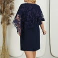 thumbnail image 6 of Feancey Women's Plus Size Cape Dress Embroidery Lace Midi Dresses Elegant Mother off The Bride Dress for Women Cocktail Semi Formal Dresses Spring Sales Navy XL, 6 of 10