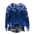 thumbnail image 2 of Women's Christmas Printed Crewneck Sweatshirt, Funny Long Sleeve Casual Pullover Top, Weekend Lounge Holiday Graphic Sportswear,Blue,2XL, 2 of 5