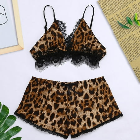

Women Lace Sexy Babydoll Two Piece Lingerie Set Bodysuit Sets Teddy Panties Bralette Bra and Panty Set