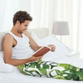thumbnail image 4 of Uemuo Watercolor Green Tropical Pattern Men's Wide Leg Palazzo Lounge Pants with Pockets Light Weight Loose Comfy Casual Pajama Pants-Small, 4 of 9