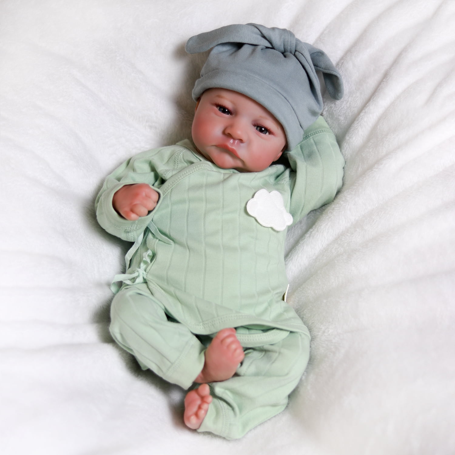 Reborn Newborn Baby Boy Doll Vinyl Silicone Handmade 18inch Lifelike Dolls Soft Cloth Body Gift