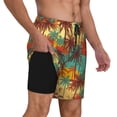 thumbnail image 3 of Picia Colorful Hawaii Palms pattern Mens Swim Trunks with Compression Liner Stretch Beach Shorts Quick Dry with Zipper Pockets No-Chafing Board Shorts-Large, 3 of 9