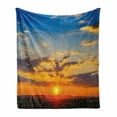 thumbnail image 1 of Yellow and Blue Soft Flannel Fleece Blanket, Dramatic Sunset Horizon View Amongst Clouds Idyllic Weather Dreamy Scene, Cozy Plush for Indoor and Outdoor Use, 50" x 70", Orange Blue, by Ambesonne, 1 of 6