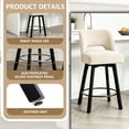 thumbnail image 5 of CRERIYO 360°Swivel Bar Stools Set of 2, Upholstered Linen Kitchen Island Chairs with Low Back, Thick Padded Seat and Circular Footrest, Beige, 5 of 8