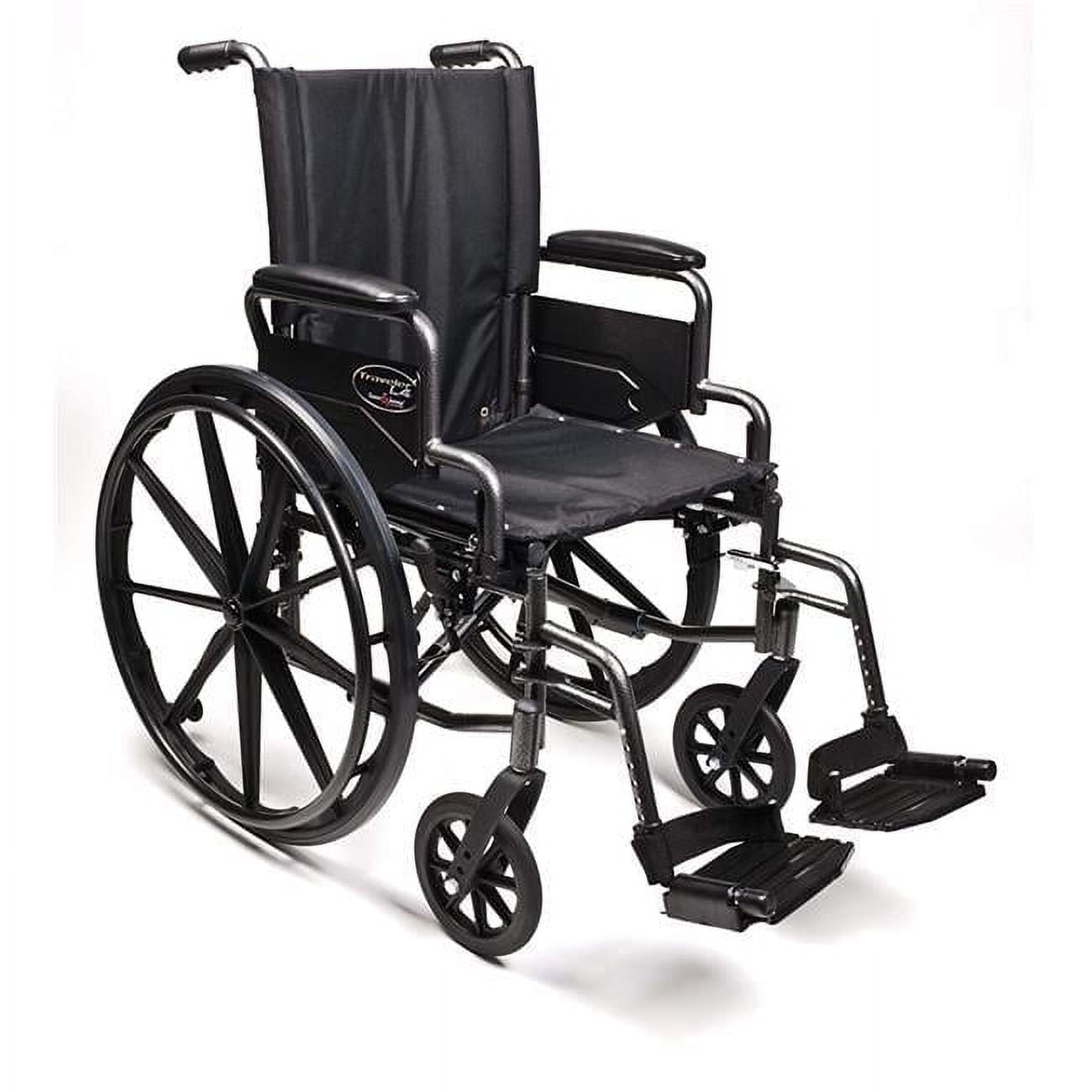 GF Health Products 3F020220 16 x 16 in. Flip Back Desk Arm Wheelchair with Swingaway Footrest, Black