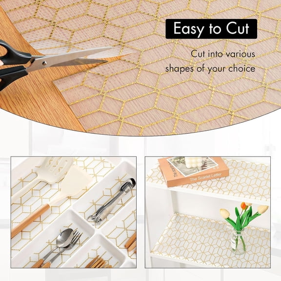 Shelf and Drawer Liners for Kitchen Cabinets, Non Adhesive Cabinet Liner, EVA Waterproof Durable Non-Slip Drawer Mats for Shelves, Fridge, Storage, Kitchen Cupboards – Modern Pattern