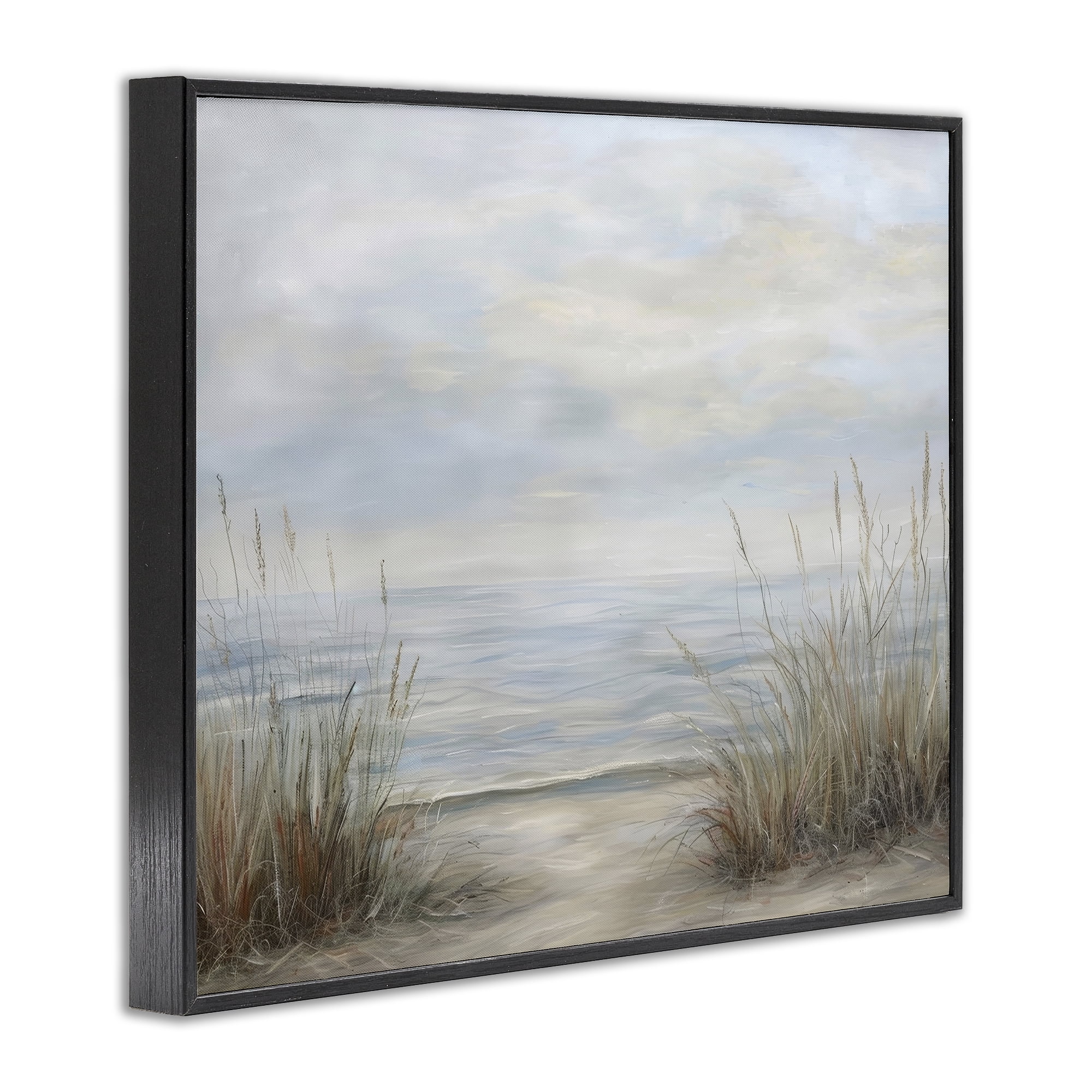 Stupell Industries Silent Beach with Seaside Dunes Black Framed Giclee Art, design by Petal Prints Design