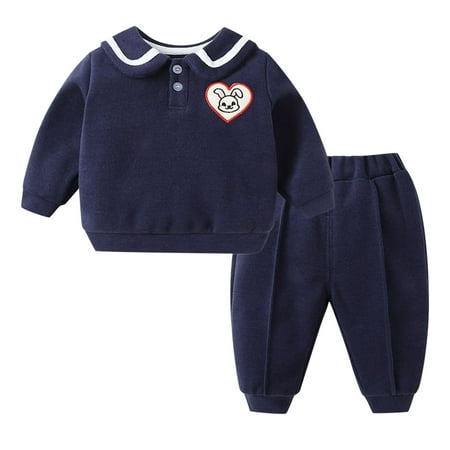 

3 Month Boy Child Kids Toddler Baby Boys Girls Long Sleeve Cute Cartoon Embroidered Sweatshirt Pullover Tops Solid Trousers Pants Outfit Set 2PCS Clothes Outfits Boys Size 5t