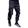 thumbnail image 2 of Men's Reflective Cargo Pants - Drawstring Waist for Nighttime Outings & Streetwear Black L, 2 of 4