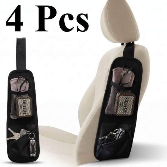 Multi-Pocket Hanging Seat Organizer, 4Pcs Mesh Storage Pouch Fits Car SUV Truck