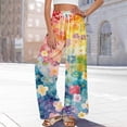 thumbnail image 6 of Dress Pants Women Petite High Waisted Wide Leg Summer Beach Vacation Pants Boho Lounge Casual Palazzo Trousers, 6 of 9
