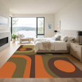 thumbnail image 3 of ODIKA 9'x12' Washable Area Rug Low Pile, Flatwoven, Orange Olive Geometric Abstract Art Design Rectangular with Bold Circular Motifs for Great Room, Indoor Concept, Large Living, 3 of 7