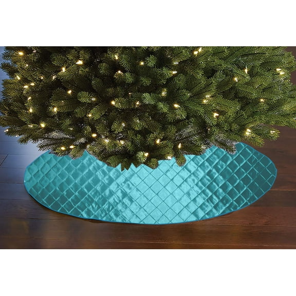 Cross Stitch PinTuck Diamond Pattern Tree Skirt Christmas Decoration 56" Round