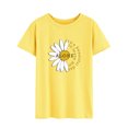 thumbnail image 3 of Women It's A Beautiful Day Letter Daisy Print Short Sleeve T-Shirt, 3 of 6