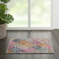 thumbnail image 5 of 4â€™ Round Muted Brights Floral Diamond Area Rug, 5 of 29