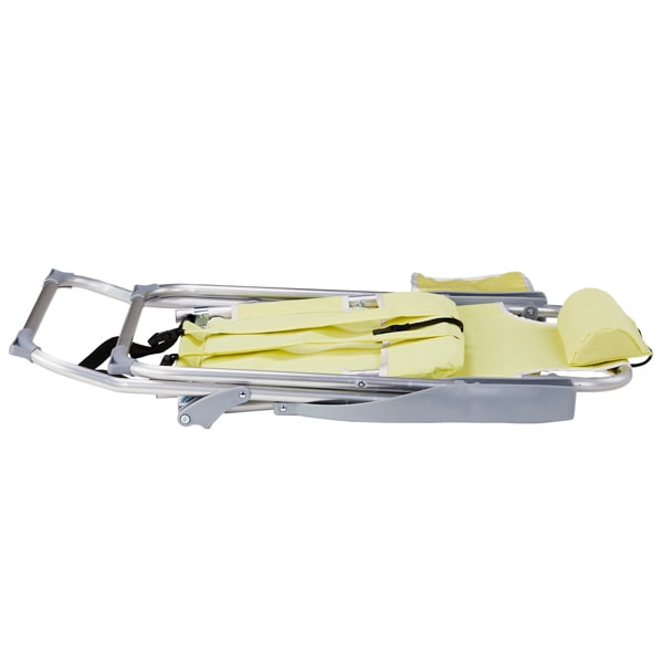 Alvantor Folding Beach Chair with 5 Position Recline Aluminum Frame Cup Holder Storage Pouch Yellow