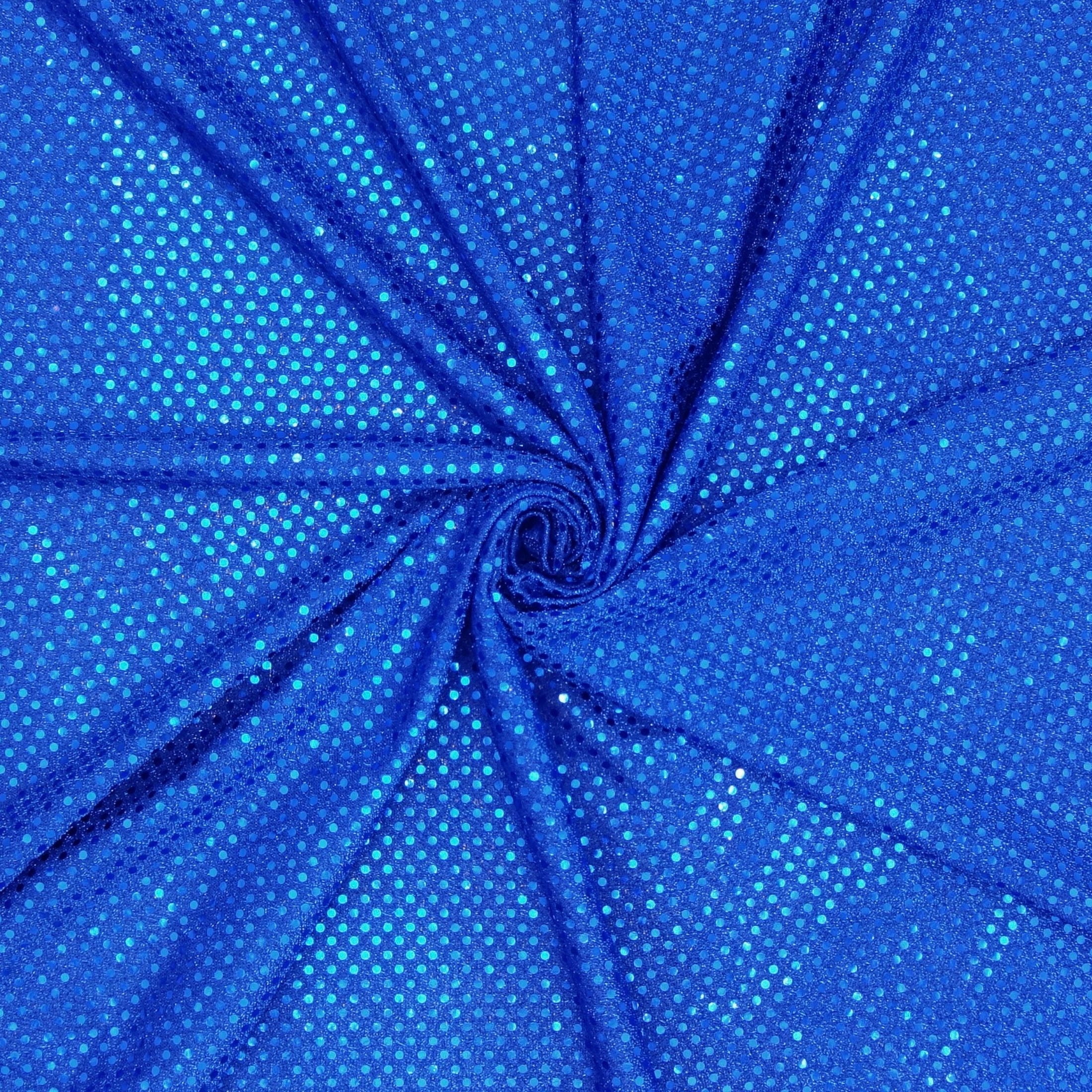 Hello Hobby 38” x 72” 83% Polyester 17% Metallic Small Dot Sequin 2 Yard Precut Fabric, Cobalt, 38" Wide for Sewing & Crafting