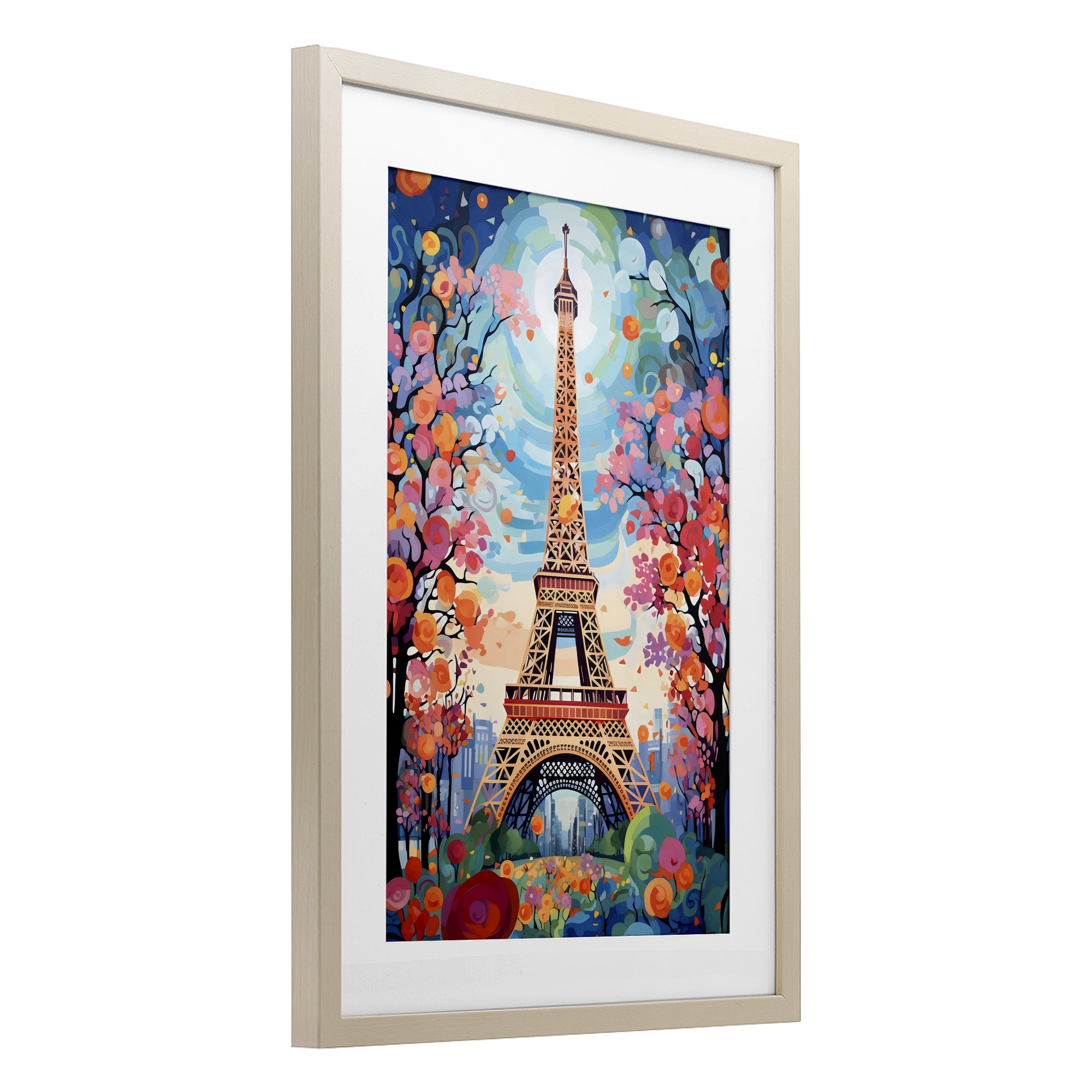 Stupell Industries Eiffel Tower Nighttime Bloom Birch Framed Print Under Glass, design by Creative Studio